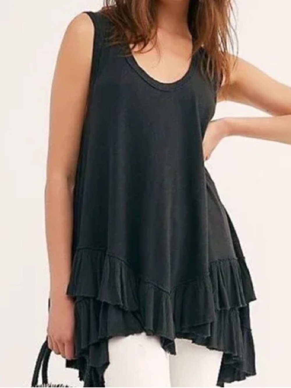 Free People Sasha Shimmy Tank Tunic Linen Cotton Blend Oversized XS